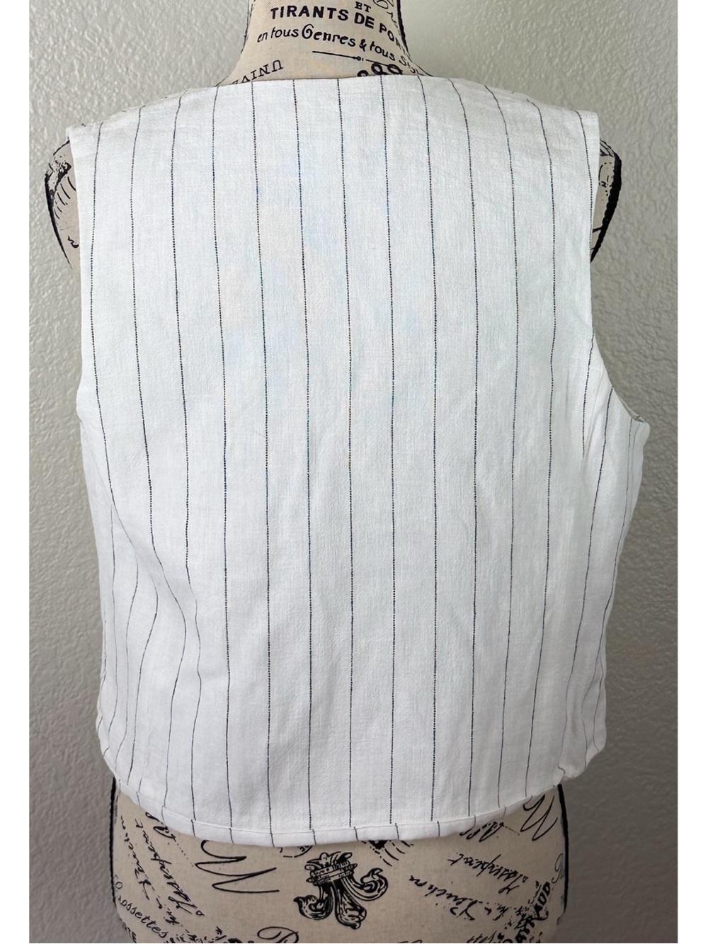 Rachel Zoe white Linen Blend Pinstripe Vest Tailored Professional Old Money - Picture 6 of 11